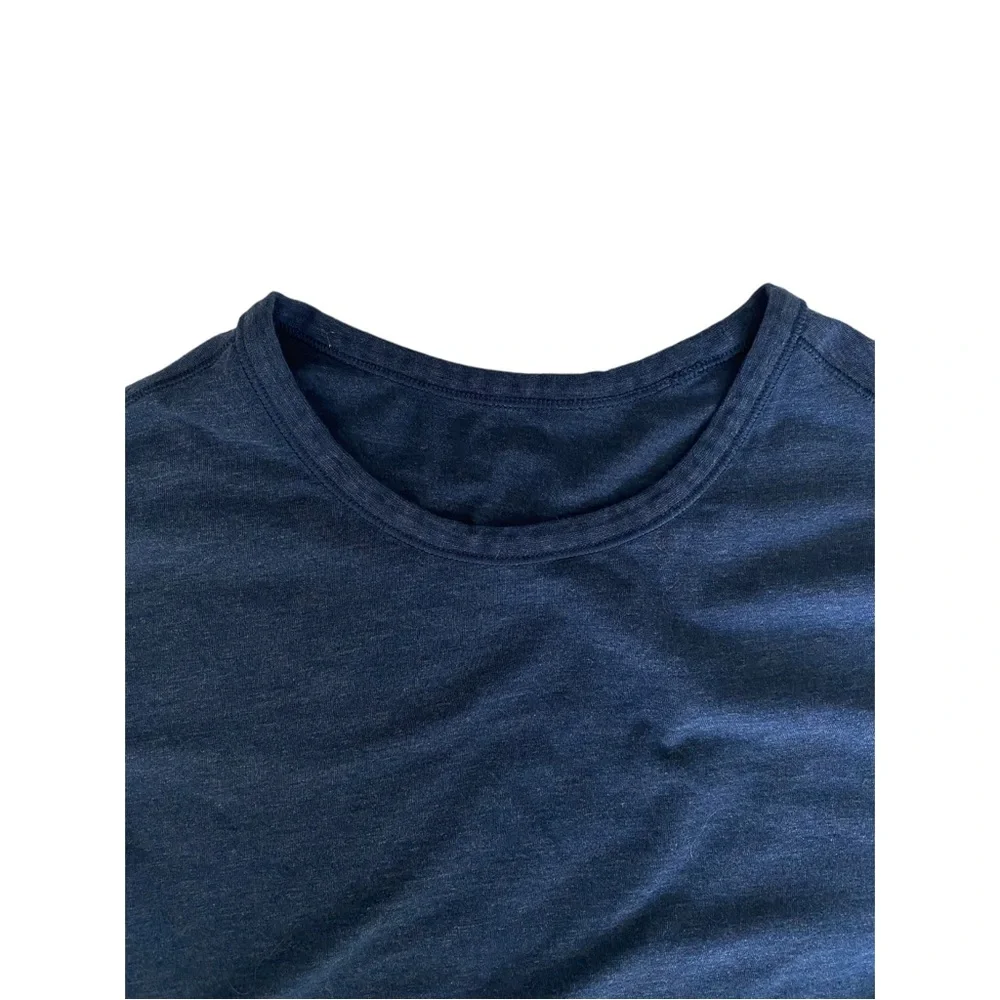 Lululemon Cotton Long Sleeve Crew Neck Shirt Tee Navy Size Medium - Picture 5 of 7